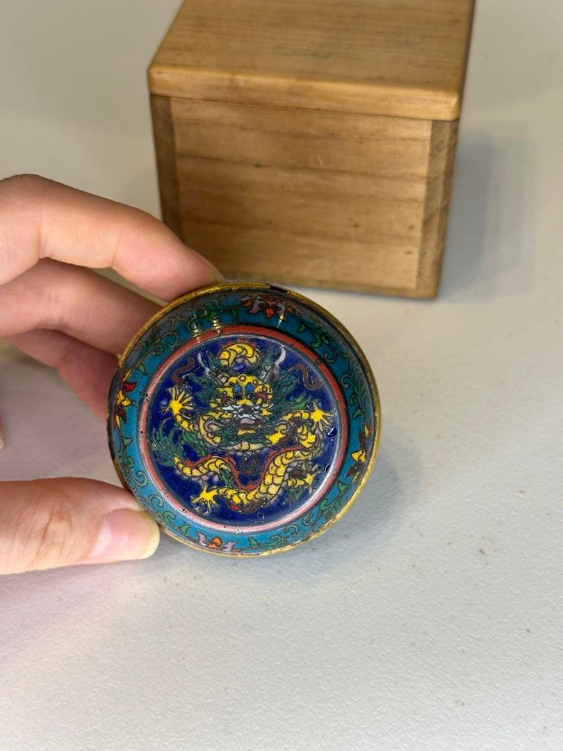 乾隆年製 香合 七宝焼 中国美術 骨董品 茶道具 共箱付