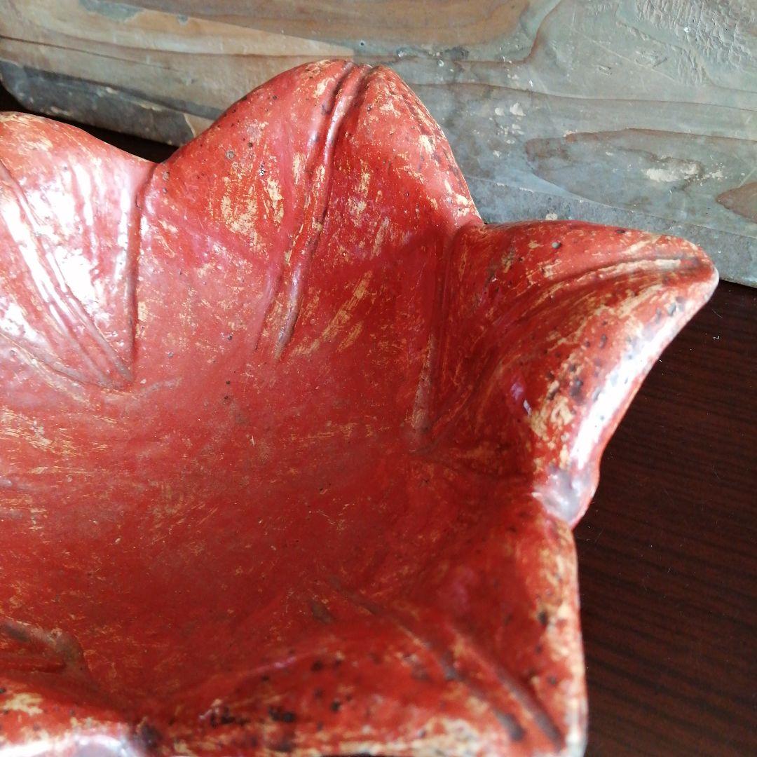 庸八焼　富永庸八　赤楽百合形大鉢　25cm　江戸後期