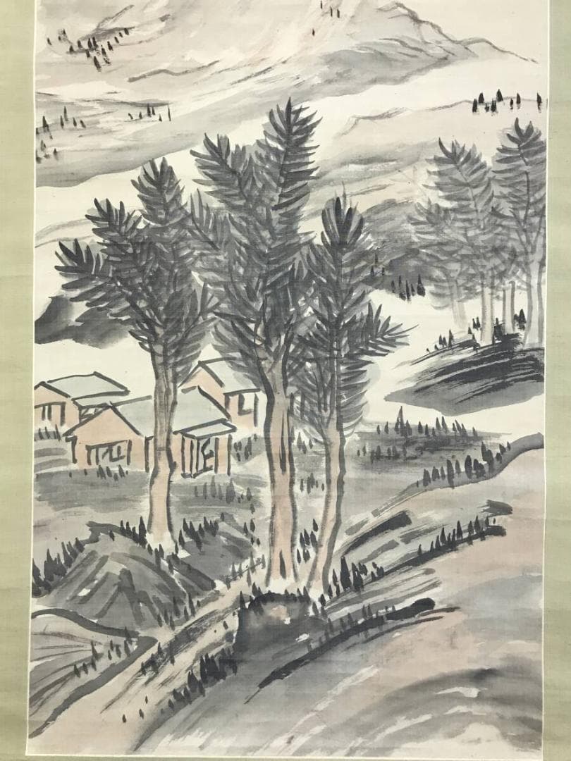 真作/横井金谷/山水図/淡彩山水図/与謝蕪村に学ぶ/掛軸☆宝船☆AH-607