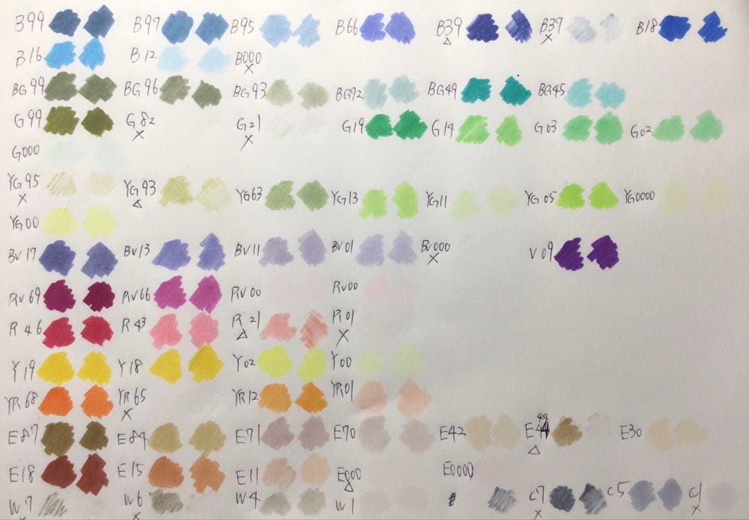 コピック スケッチ まとめ売り 74本　　中古／使用感あり／色見本・状態表記あり