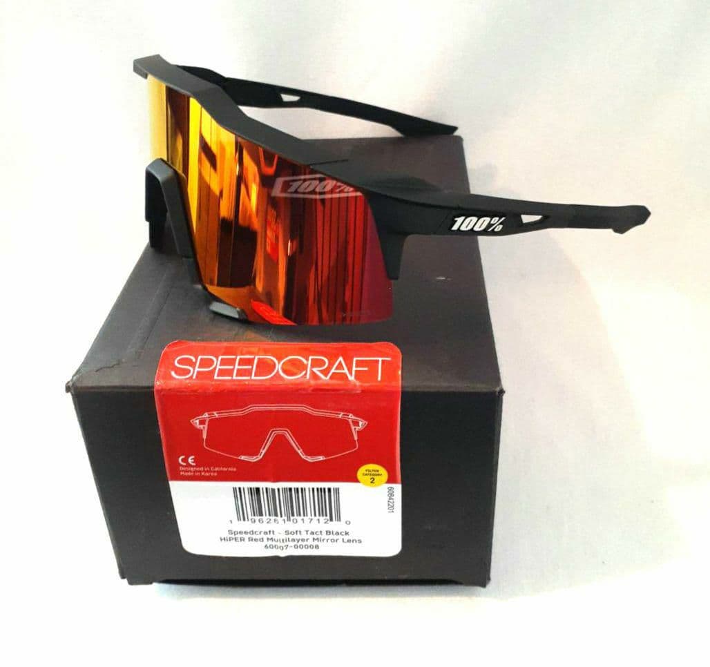 100% SPEEDCRAFT ブラック レッド ワンハンドレッド サングラス