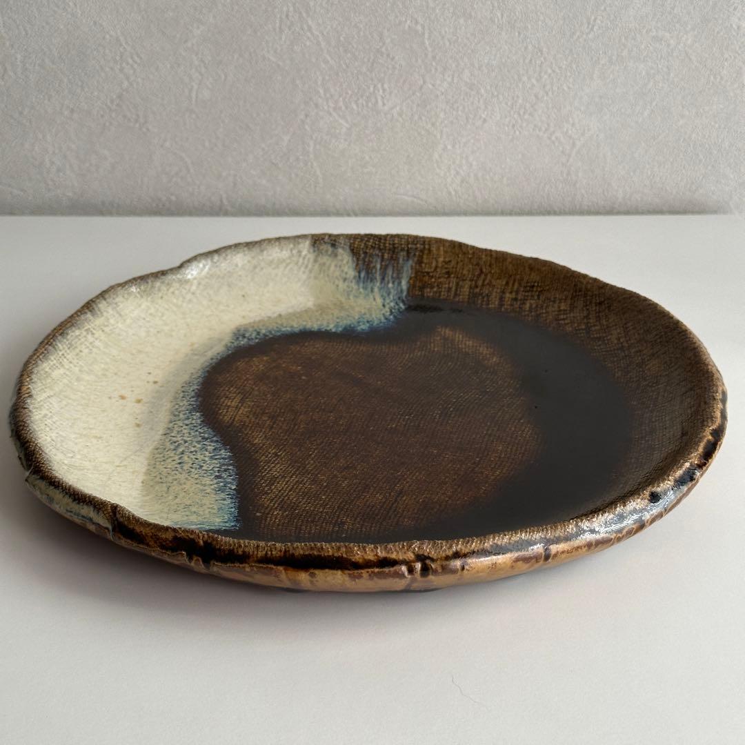 高内秀剛 皿 飴糠釉 掛分皿 共箱