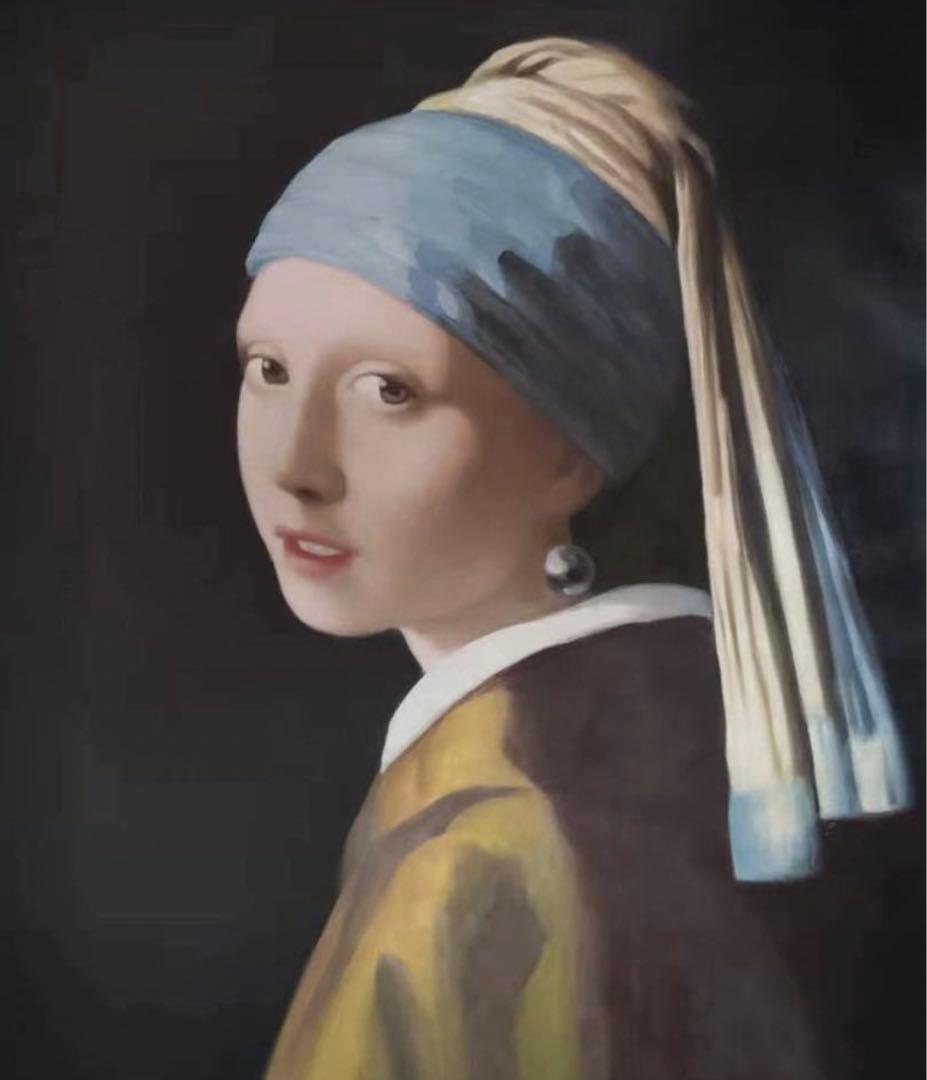 肉筆☆油絵☆F20フェルメール「真珠の耳飾りの少女」/模写