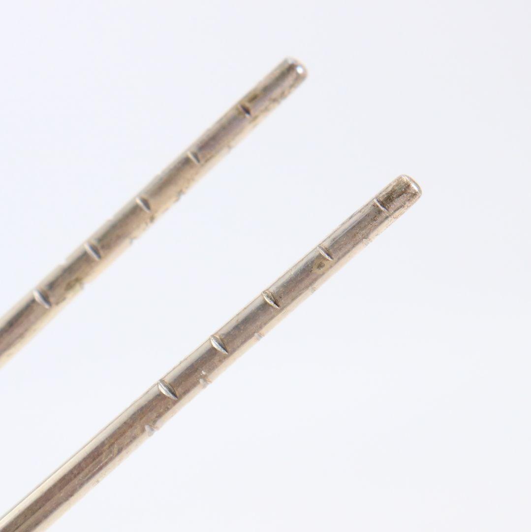 金谷五良三郎造 静和堂 南鐐椎頭八稜火箸 銀製刻印 約52g　C887　T1