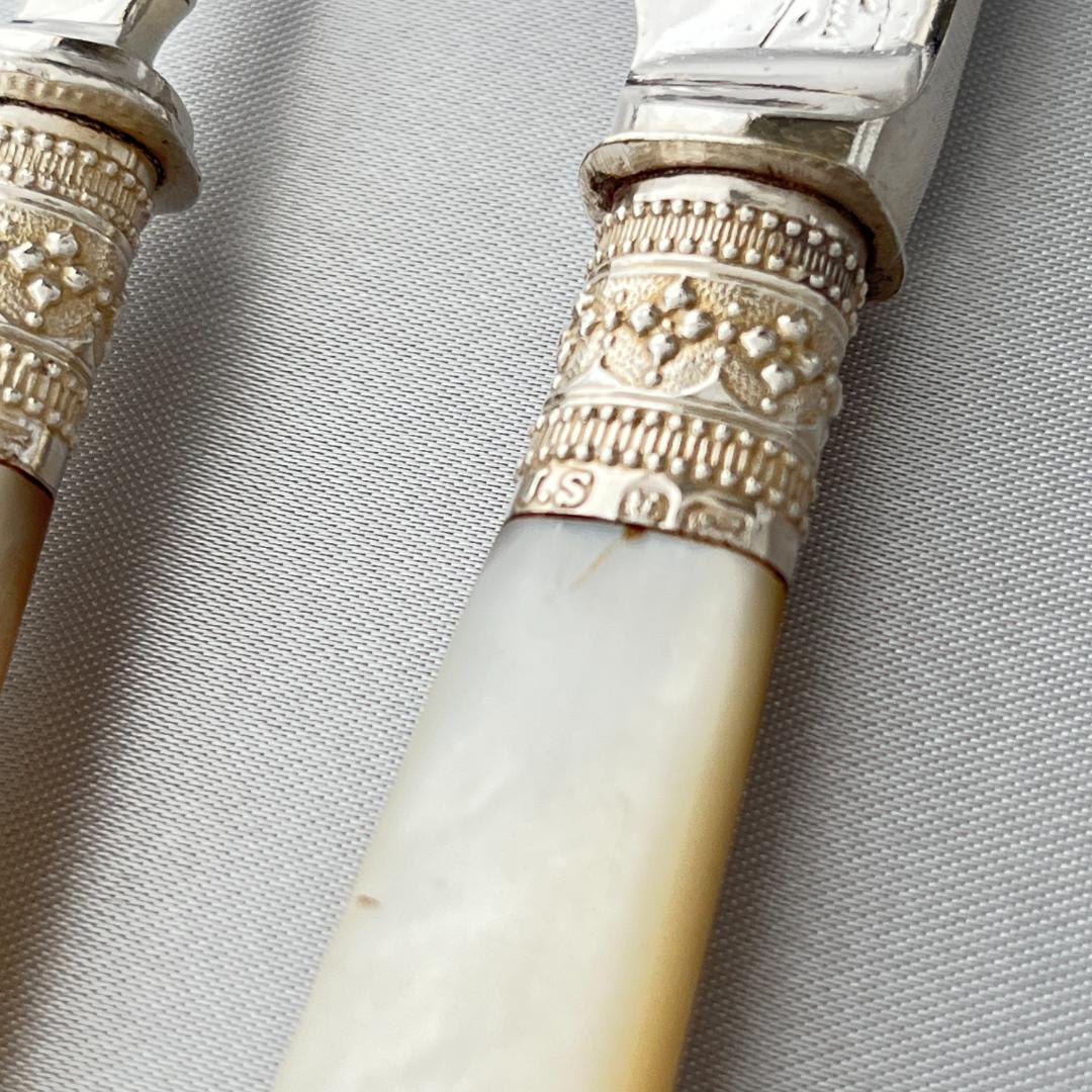 【John Sanderson】【白蝶貝/純銀継手エンド】カトラリーセット