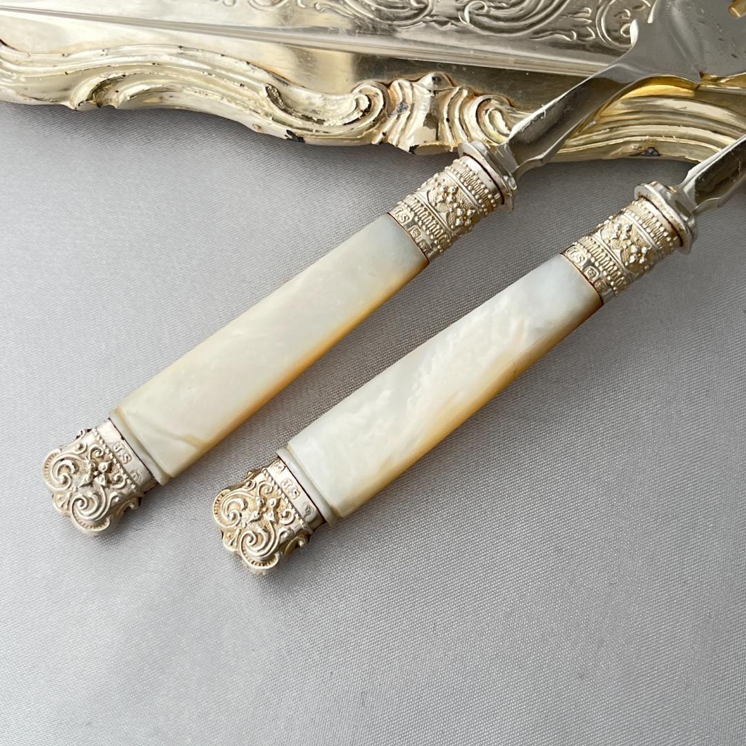 【John Sanderson】【白蝶貝/純銀継手エンド】カトラリーセット