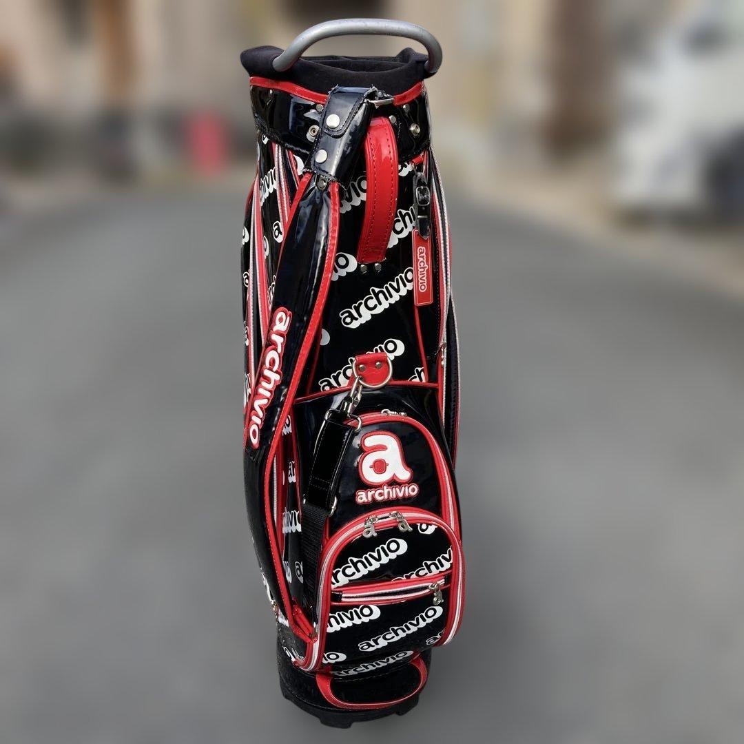 archivio キャディバッグ 黒/白/赤エナメル