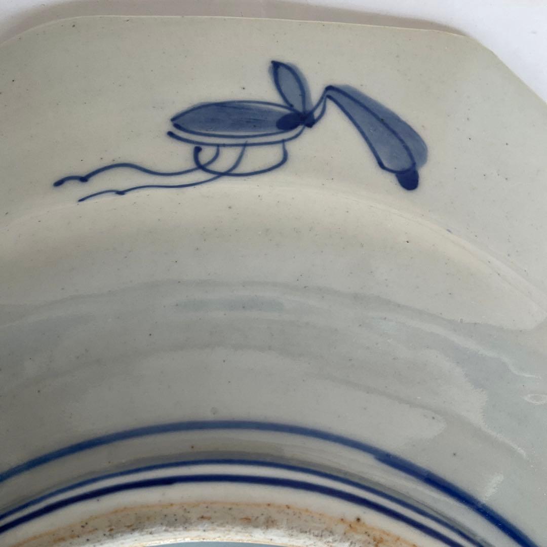 古伊万里　青磁染付山水文八角皿　江戸時代中期〜後期頃　名品