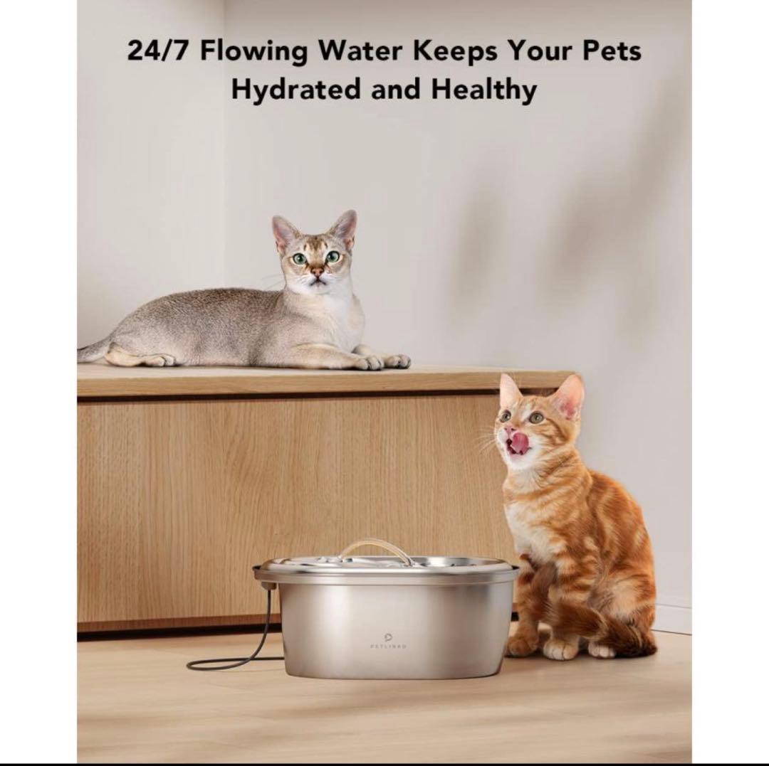 Petlibro 猫用給水器 304ステンレス 3L 大容量