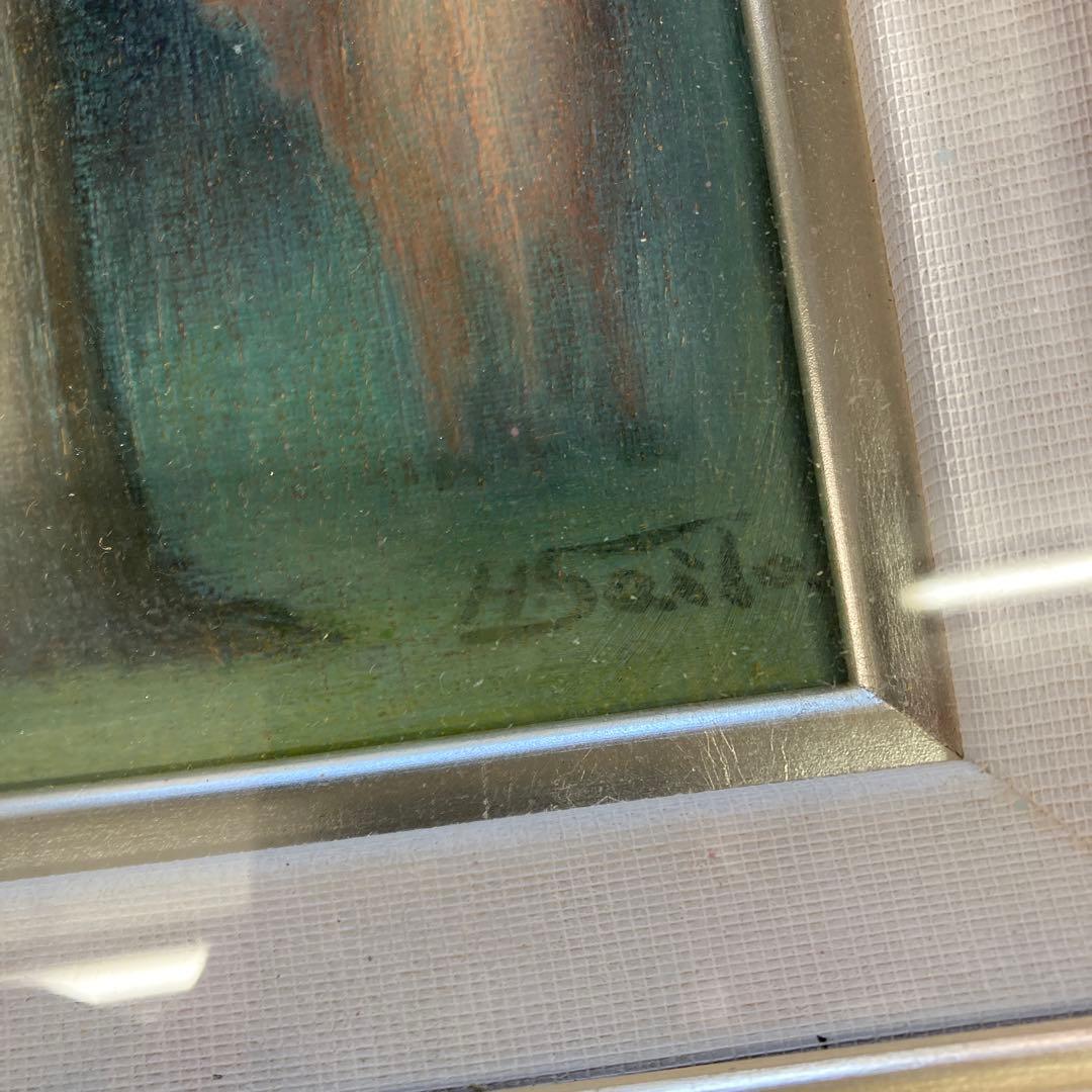 真作 斉藤秀雄 「樹と牛」 油彩画 原画 SM 額装済み 日本現代絵画