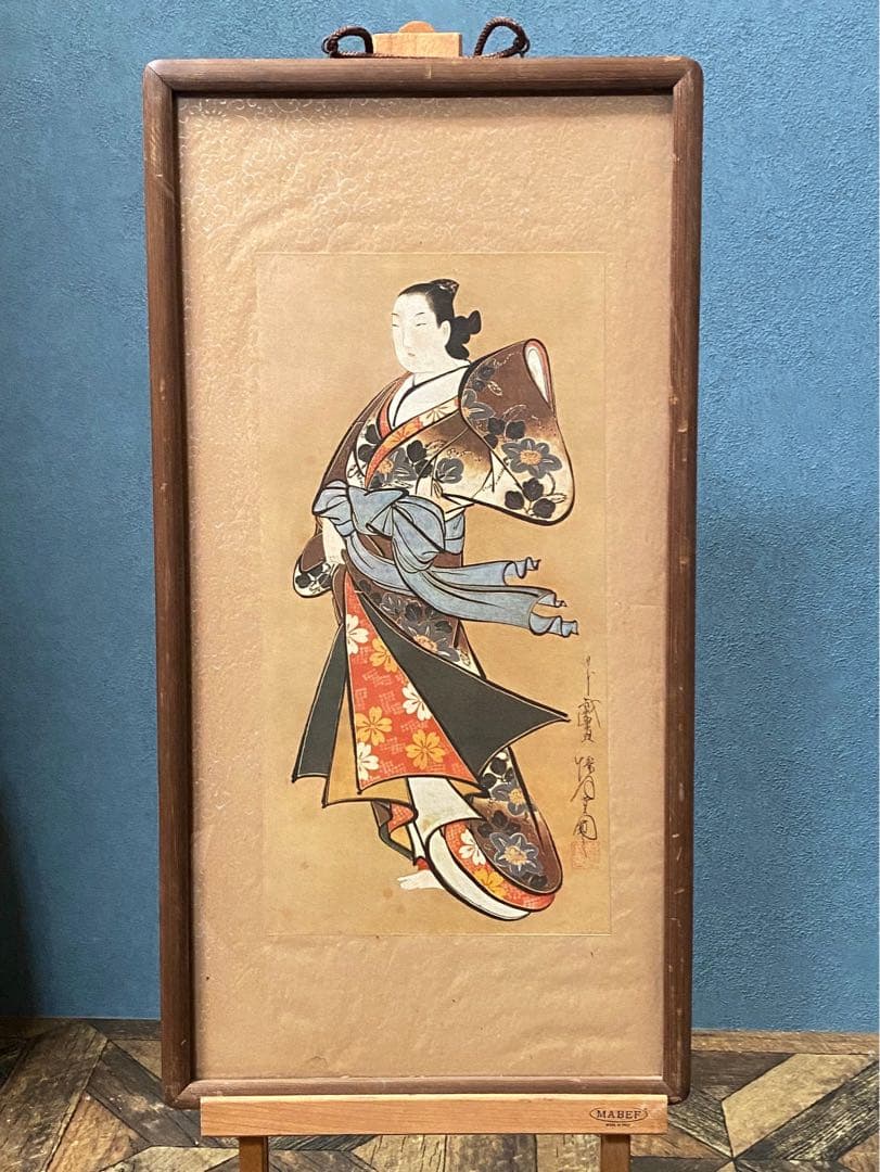 風前美人図 懐月堂安度 江戸期 当時物 希少 インテリア 額縁