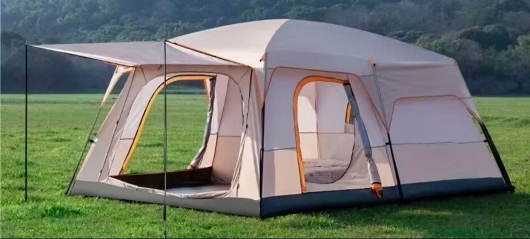 キャンプテント 330x220x185CM ベージュグレー