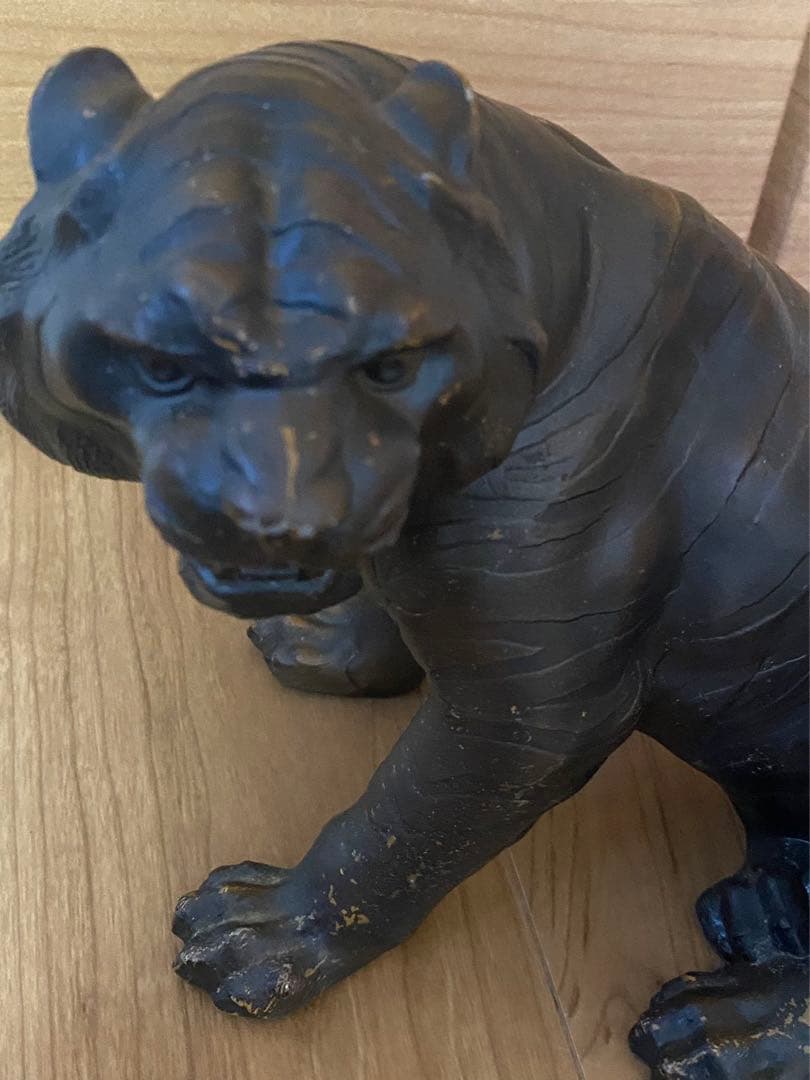 虎置物干支銅器製トラ在名 骨董品