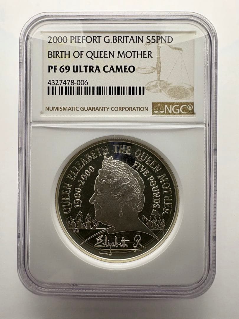 2000 クイーンマザー 生誕100年 5ポンド 銀貨 NGC PF69 UC