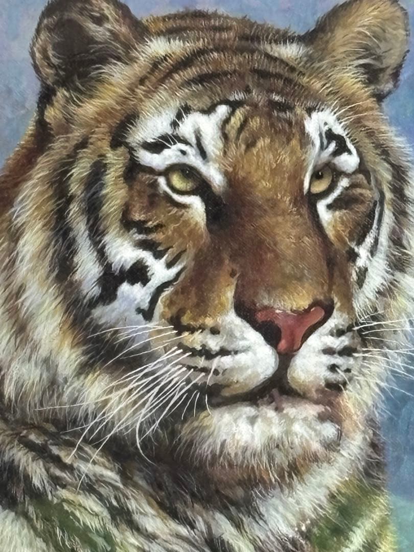 故・呉之東(名画)虎画・油彩 15号 中国美術巨匠 日本中国文化訪問団の団長