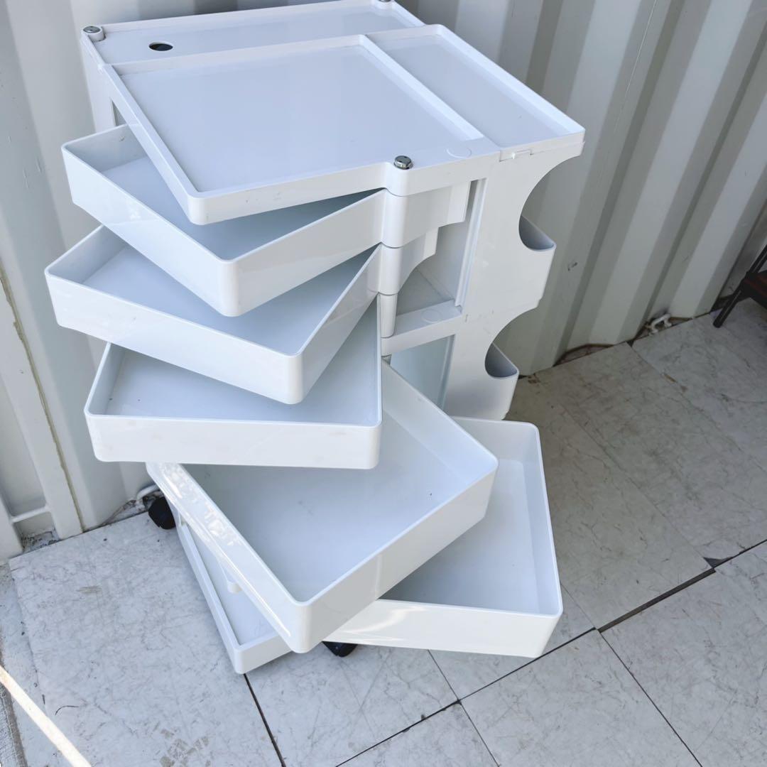 取付無料！B-LINE ボビーワゴン 4段5トレイ ホワイトラック✨