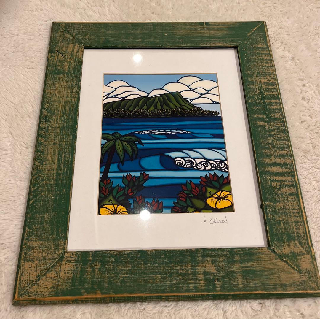 ヘザーブラウン　絵　アート　純正額付き　② Mサイズ