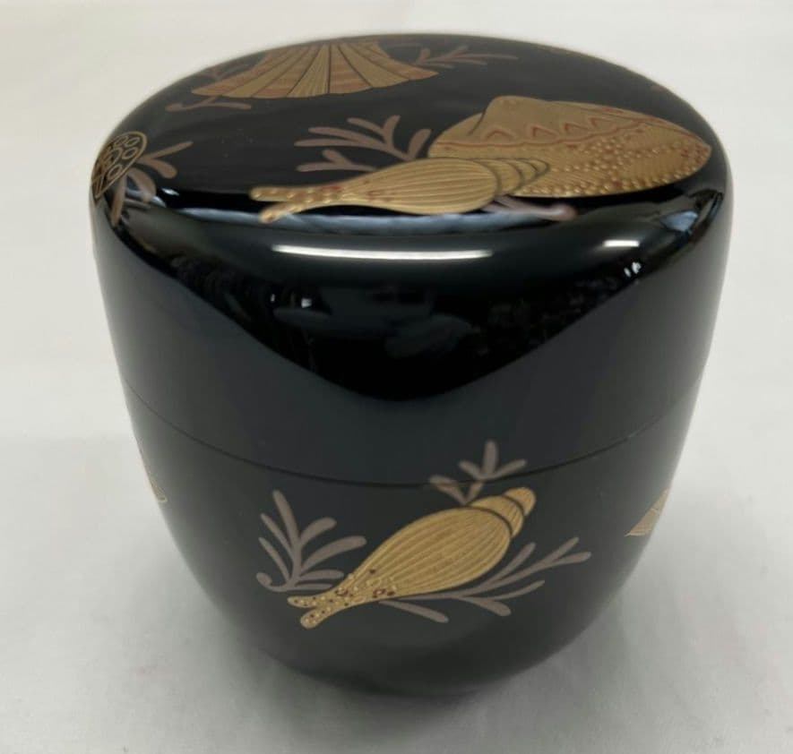 海松貝蒔絵 棗 内銀地 平安 光阿弥 茶道具