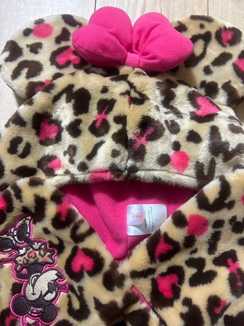 ディズニー廃盤ミニー ヒョウ柄 ファンキャップ マフラーレオパード 耳付き 美品