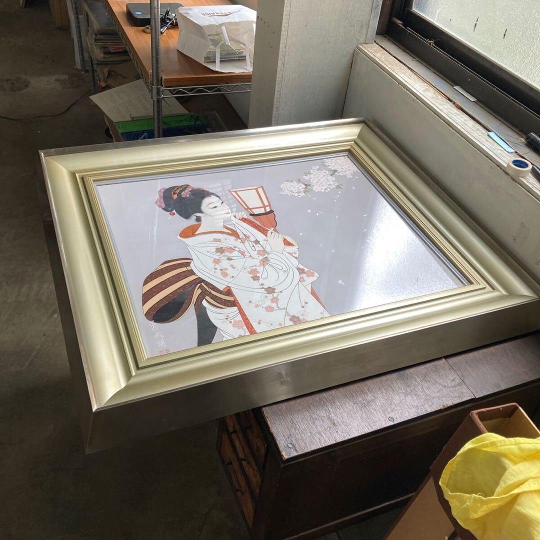 古画 直木孝太郎 「惜春」12号 着物 美人画 透明アクリル 日本画