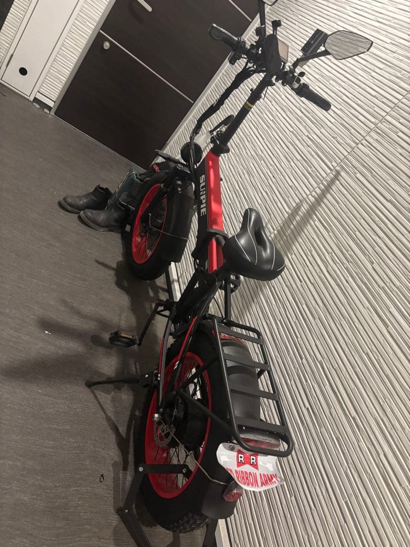 SULPIE 電動アシスト自転車 黒/赤 ヒネチャ最高速度45キロ7段階変速