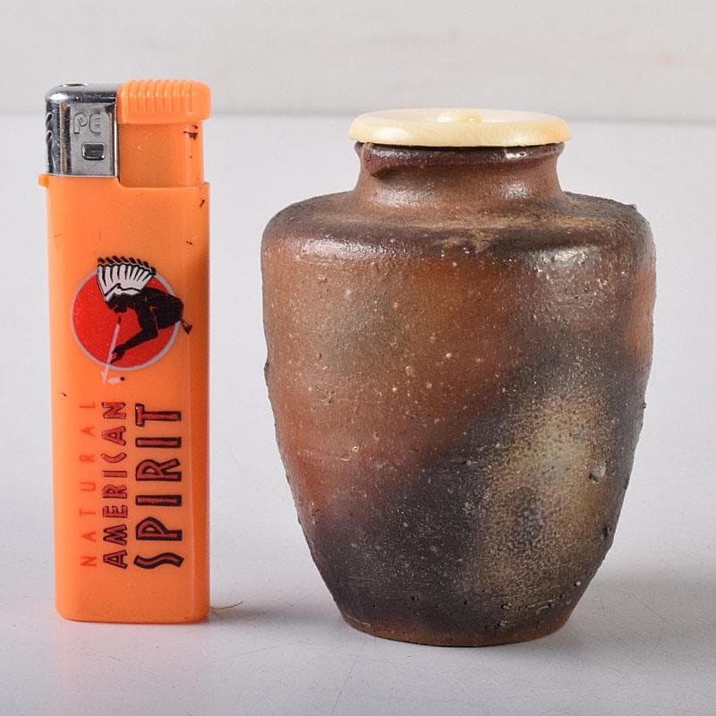 茶道具　備前焼　小西陶古作　茶入　仕覆付　共箱　V　7998