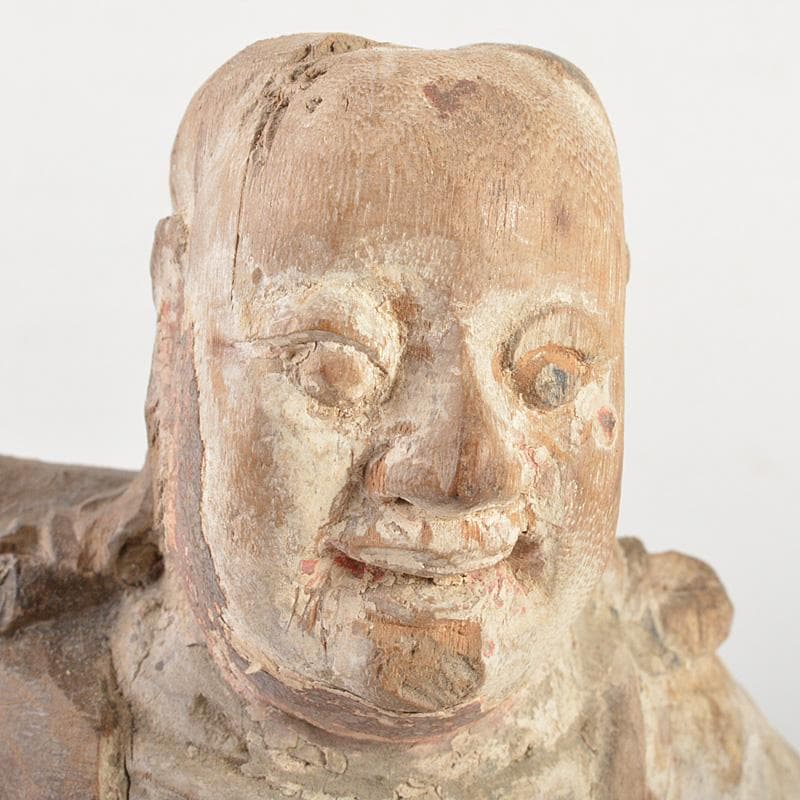 中国　木彫加彩　羅漢像　置物　M　R6915E