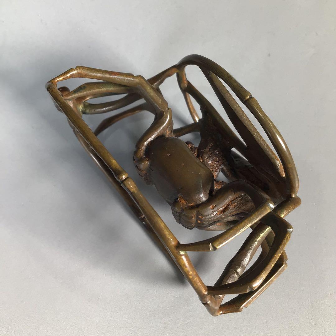 Ｍ９３２　蓋置　『銅製』『作家物』『笹蟹蓋置』　共箱　茶道具