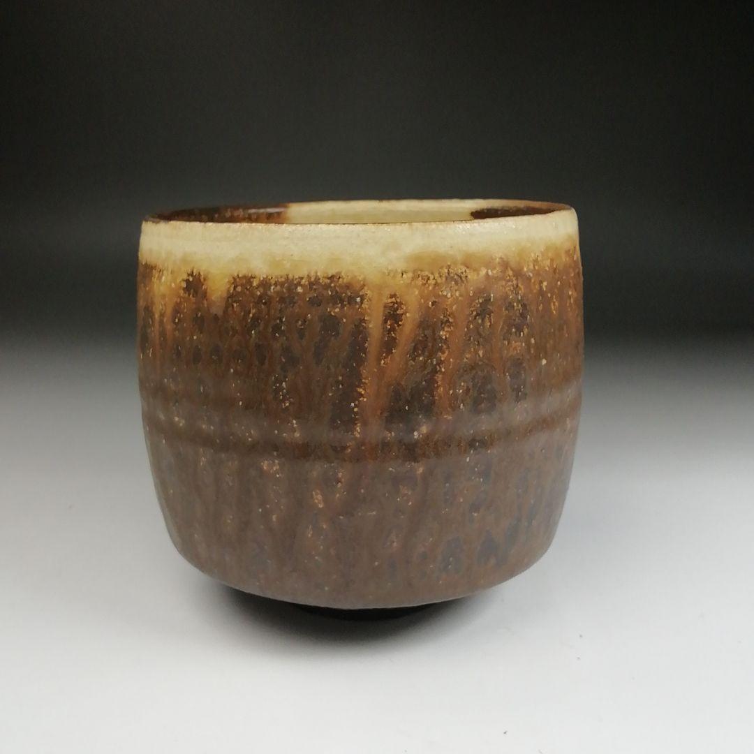 Ｓ９１１　茶碗　『鉄刷毛目　筒茶碗』『叶光夫 造』　共箱　抹茶碗　茶道具