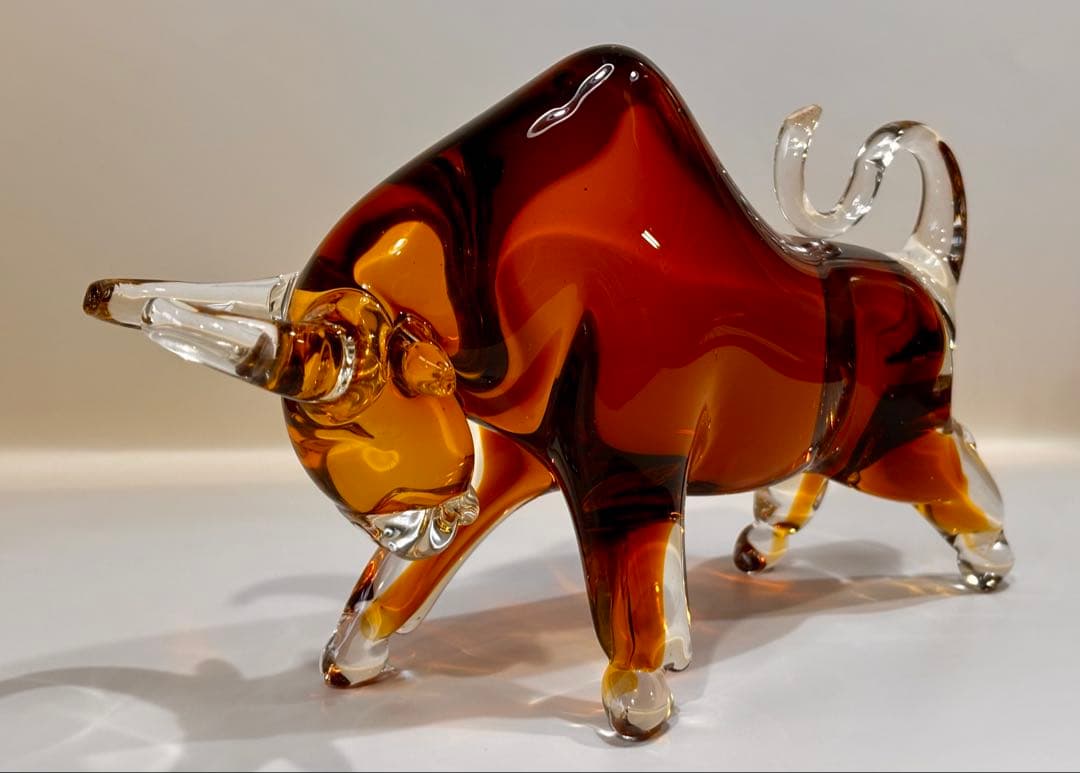 ガラス製 闘牛オブジェ インテリア