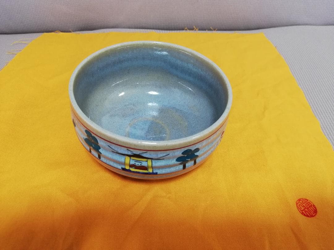 茶器（５）抹茶茶碗（大塩恵旦　赤膚焼）　奈良絵