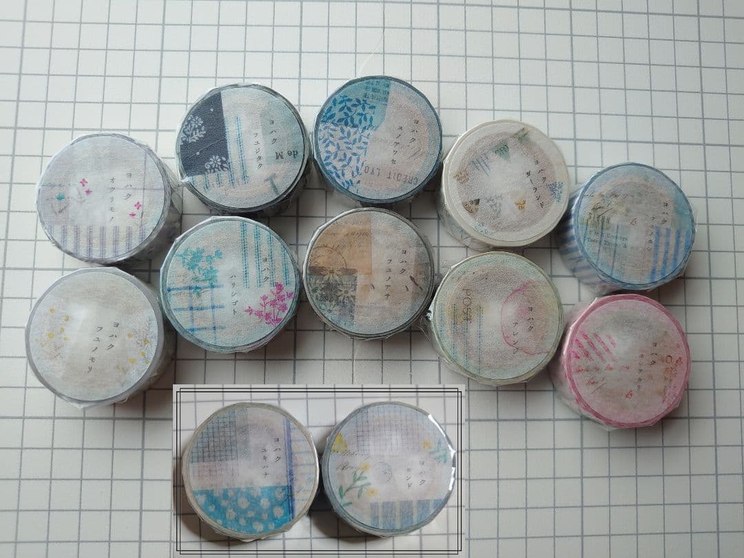 CHECK＆STRIPE　ヨハク　マスキングテープ　１２コセット