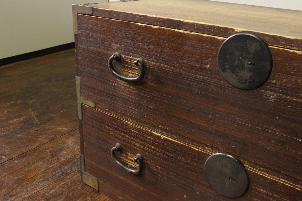 古い時代箪笥 前桐古家具/和家具/和骨董/店舗什器/ローボード/チェスト/収納