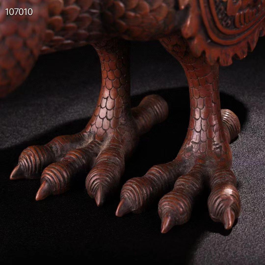 中国古美術・旧蔵純銅製ダチョウ塔型香炉・4.8kg・大器・文房具・置物・風水開運