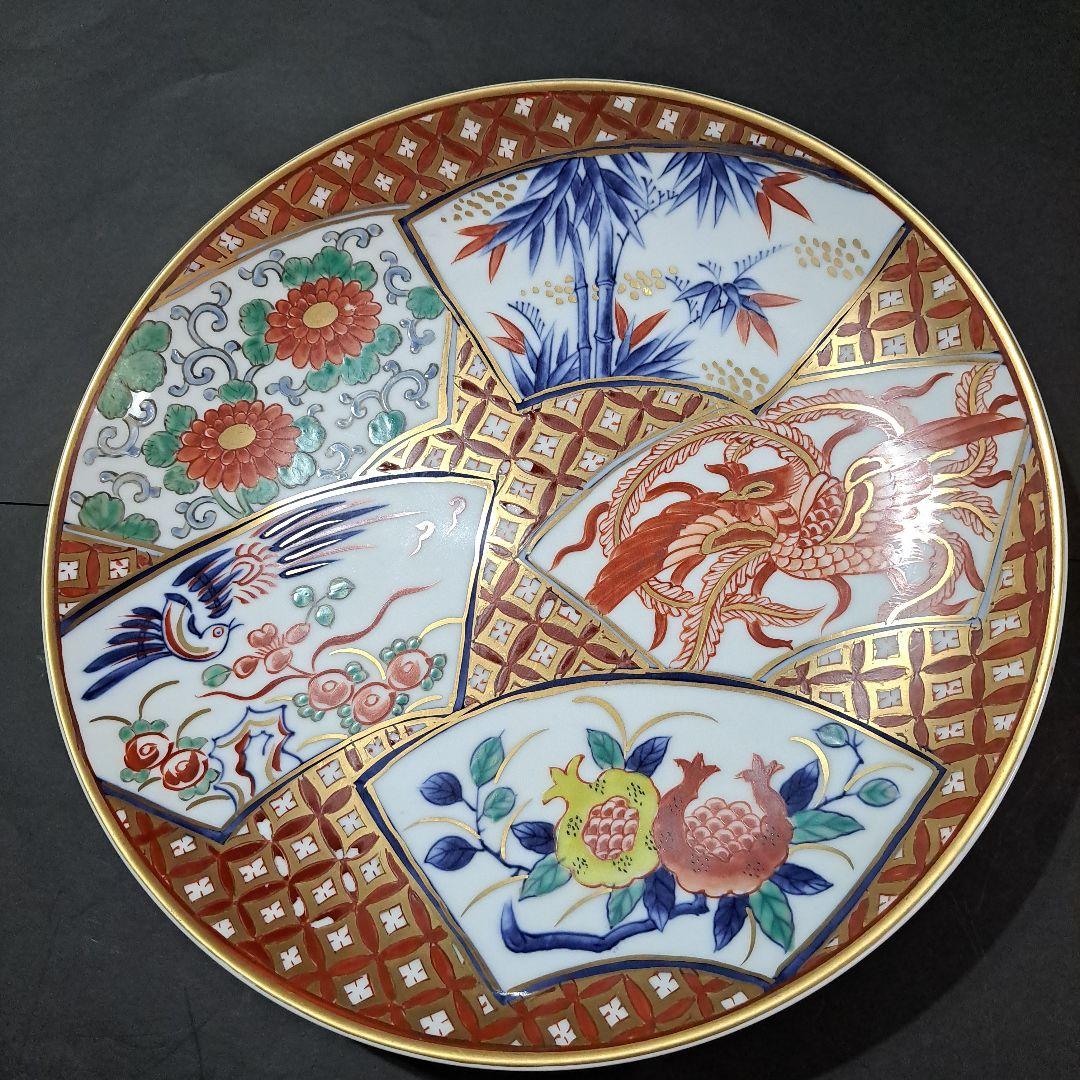 江戸中期　古伊万里　極上　赤絵金蘭手　30㎝皿　共箱　山徳製　祝皿