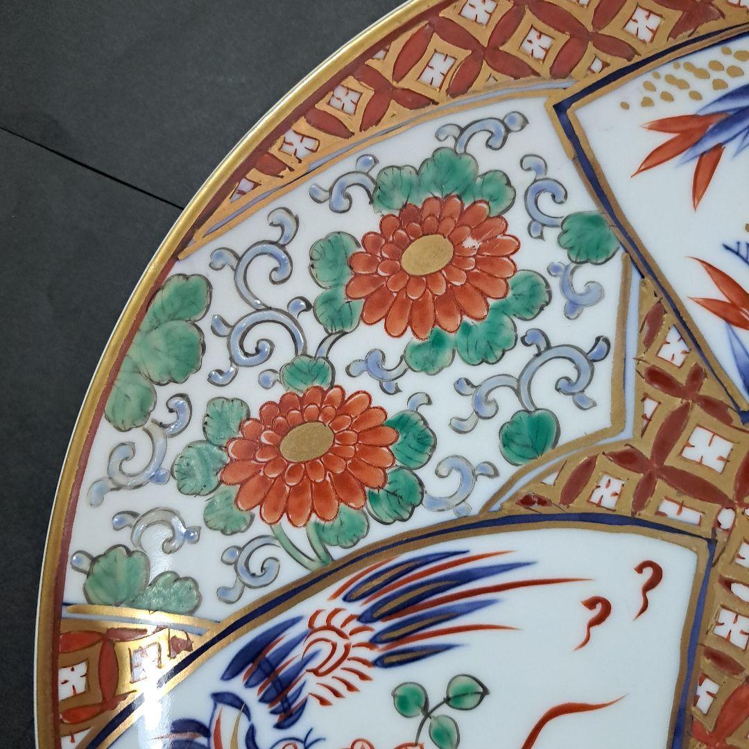 江戸中期　古伊万里　極上　赤絵金蘭手　30㎝皿　共箱　山徳製　祝皿