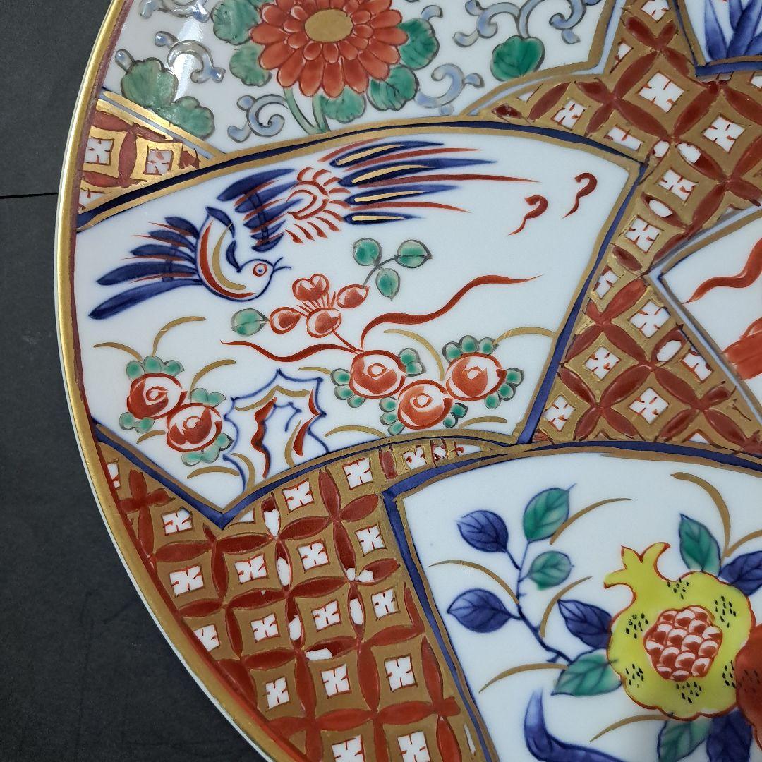 江戸中期　古伊万里　極上　赤絵金蘭手　30㎝皿　共箱　山徳製　祝皿