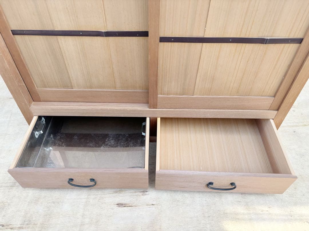 美品 茶道具 水屋道具 国産杉 網代扉 置水屋 道具棚 茶器収納 水屋箪笥茶棚