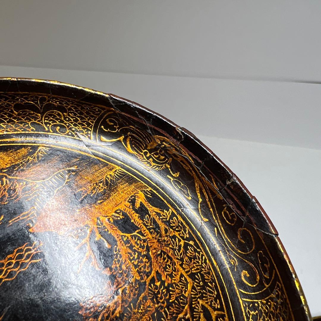 中国明時代　在銘　金彩皿2枚　直径11.7㎝　タサチ　東さ8-0131☆2F