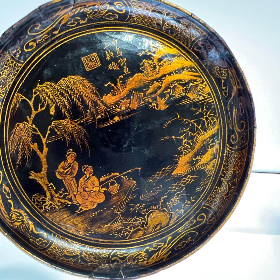 中国明時代　在銘　金彩皿2枚　直径11.7㎝　タサチ　東さ8-0131☆2F