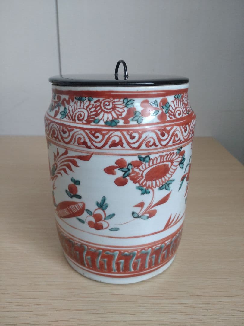 呉須赤絵水指　中国古玩　中国明代　茶道具　宋　高麗　茶盌　茶碗　青磁　トヒニ