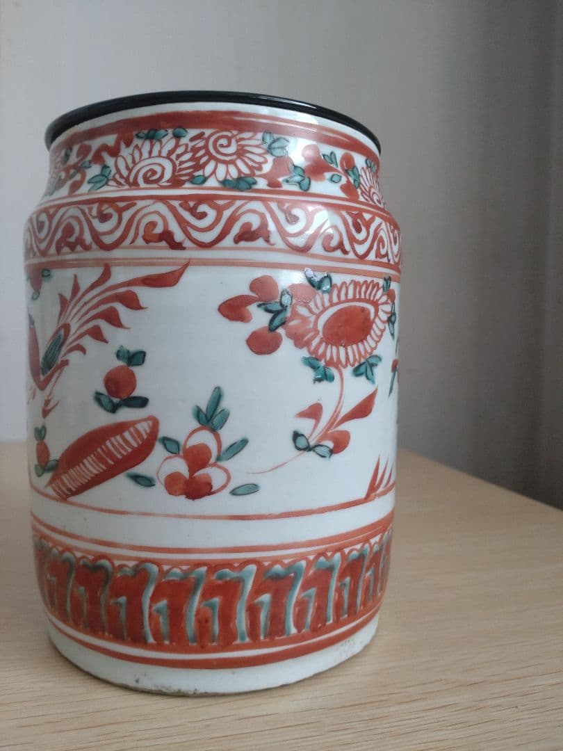 呉須赤絵水指　中国古玩　中国明代　茶道具　宋　高麗　茶盌　茶碗　青磁　トヒニ