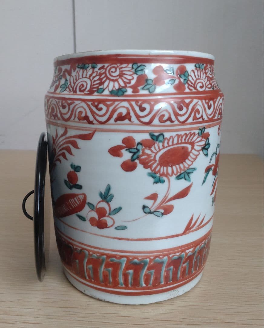 呉須赤絵水指　中国古玩　中国明代　茶道具　宋　高麗　茶盌　茶碗　青磁　トヒニ