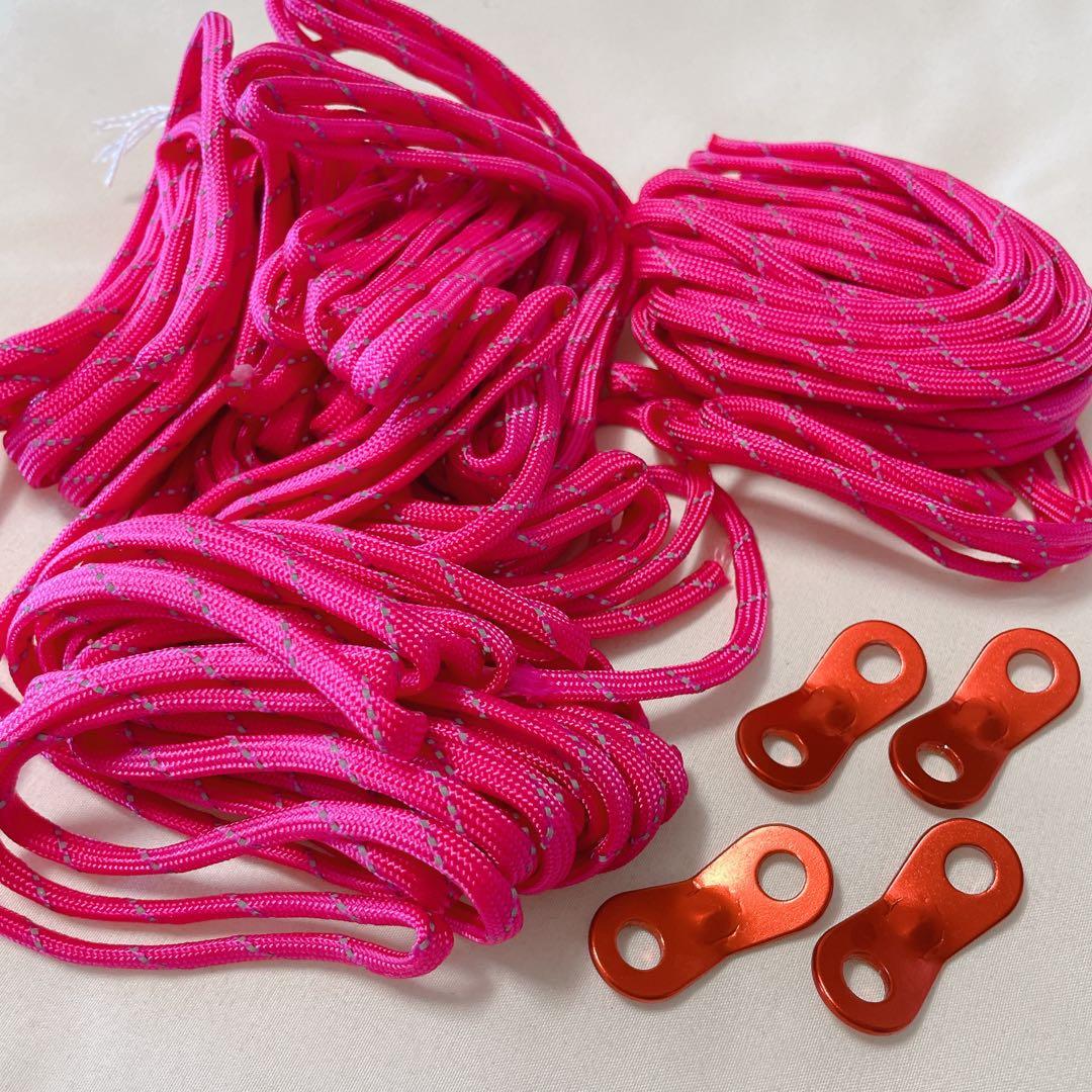 テントロープ 長さ6m 反射型ガイラインコード4個 アルミアジャスター4個