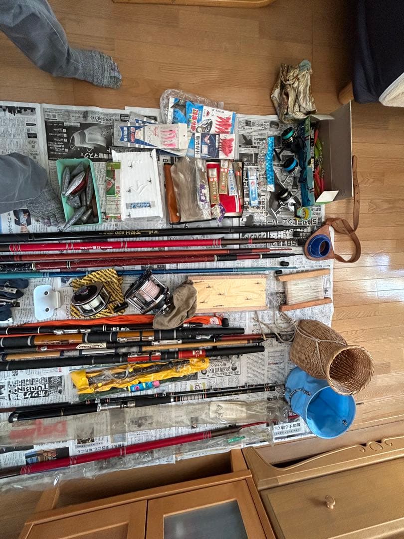 釣竿、リール、仕掛け、籠等