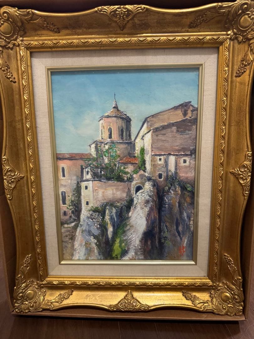 風景画 油彩画 装飾黄金フレーム付き！