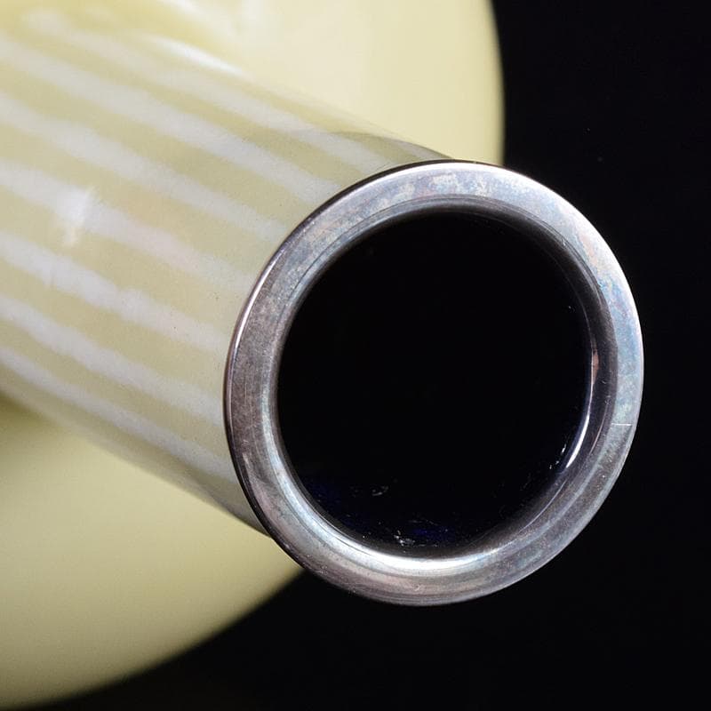 七宝焼　安藤七宝店　純銀刻印　瓶子型　黄玉釉　花瓶　共箱　M　R8511