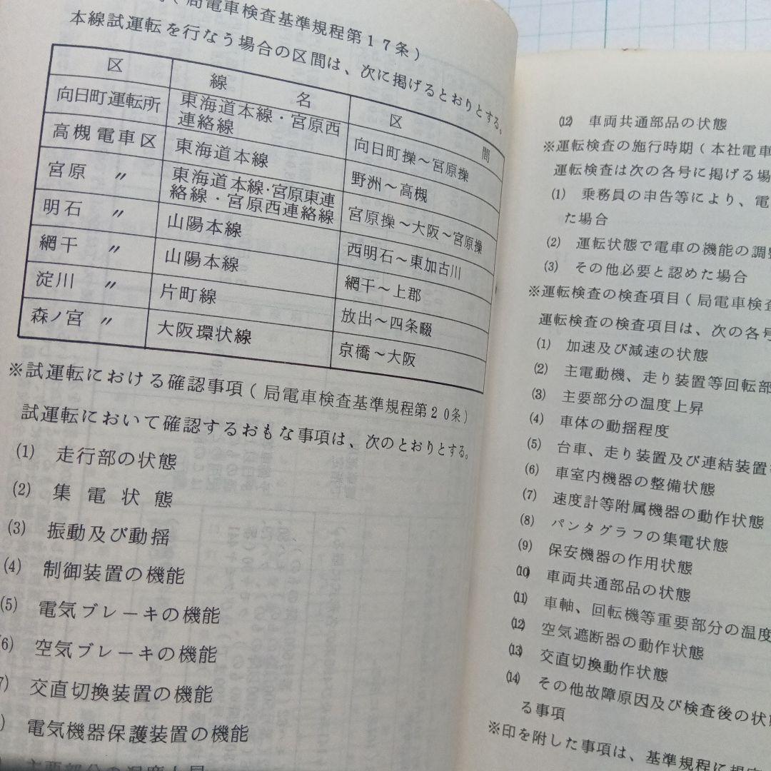 電車検修便覧 大阪鉄道管理局　昭和61年３月　書込み有　端折れ有