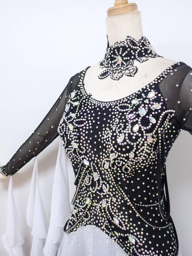 6362★美品★L★黒/グレー/グラデーション/スタンダードドレス☆社交ダンス