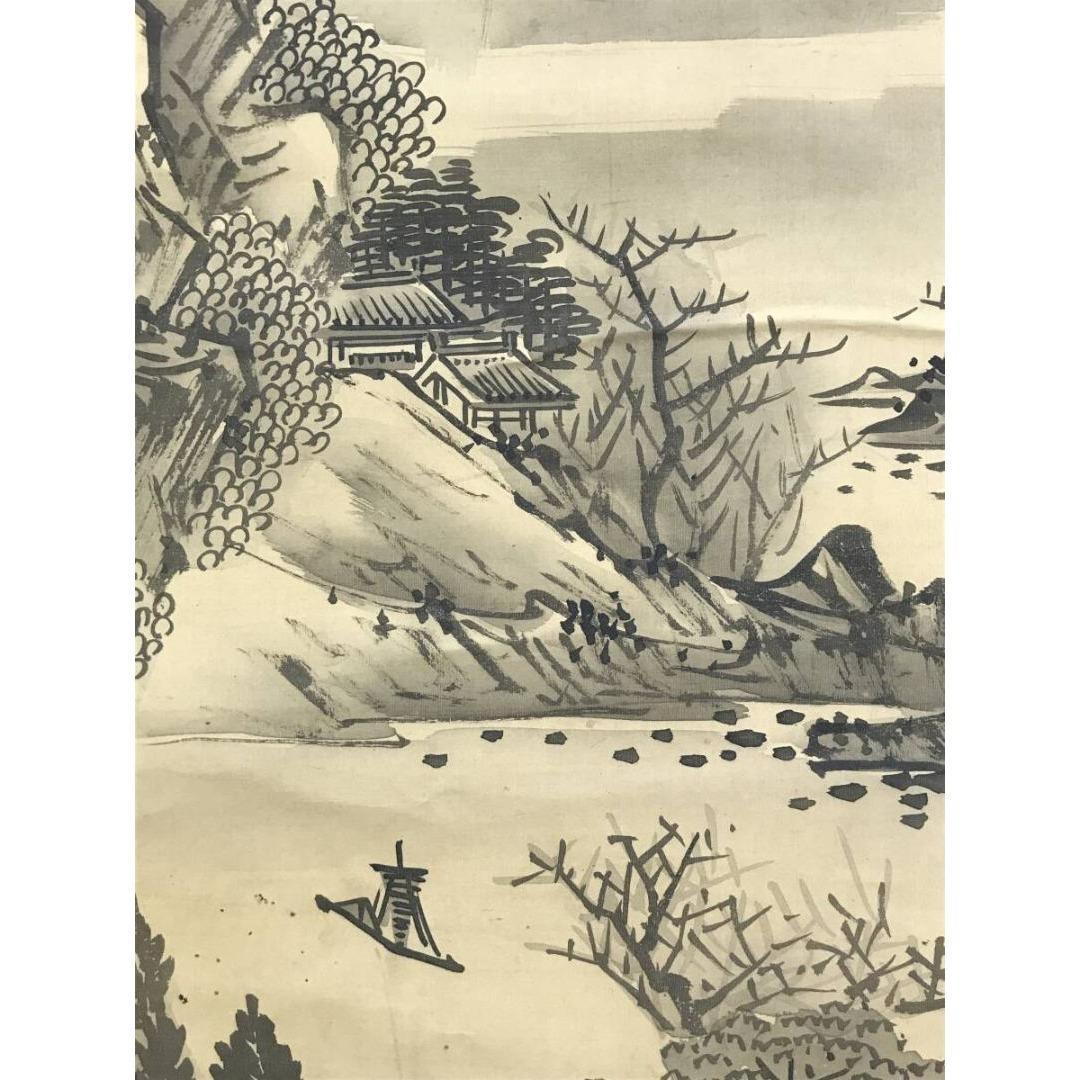 模写/狩野伊川院/山水人物図/掛軸/名家伝来/AK-303